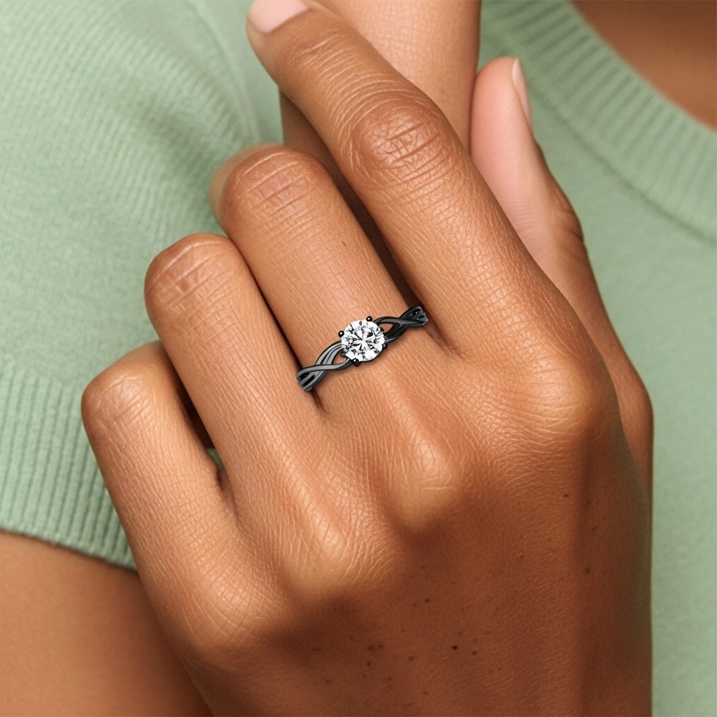 925 Sterling Silver Solitaire Woven Engagement Ring