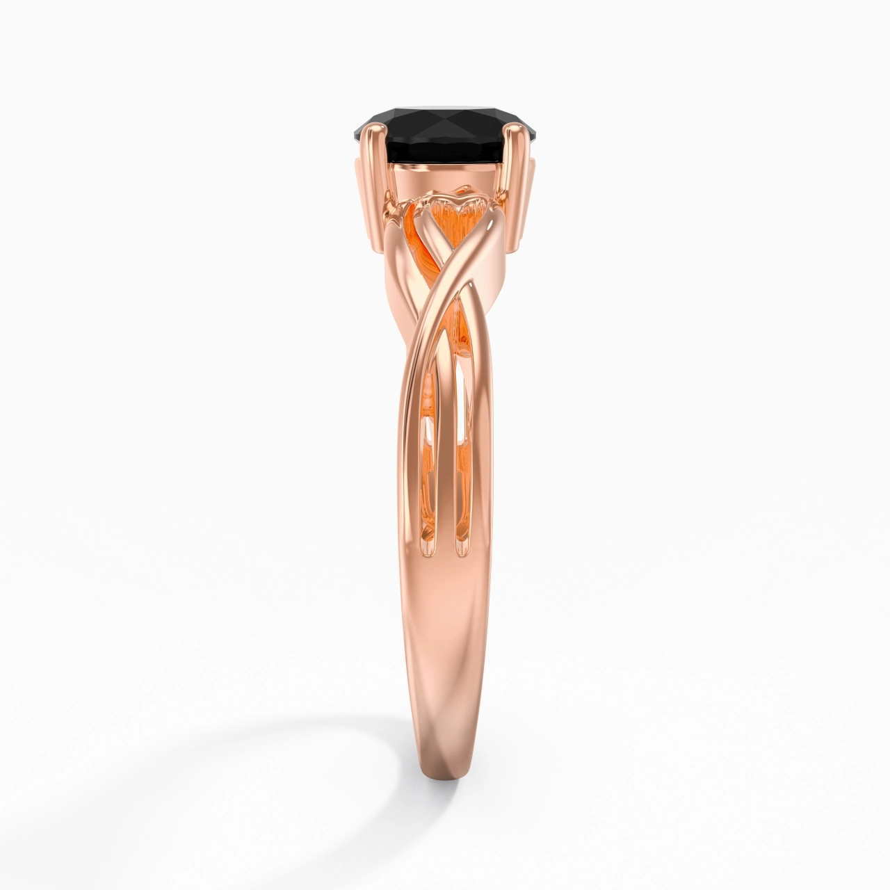 Modern Heart Round Cut Engagement Ring