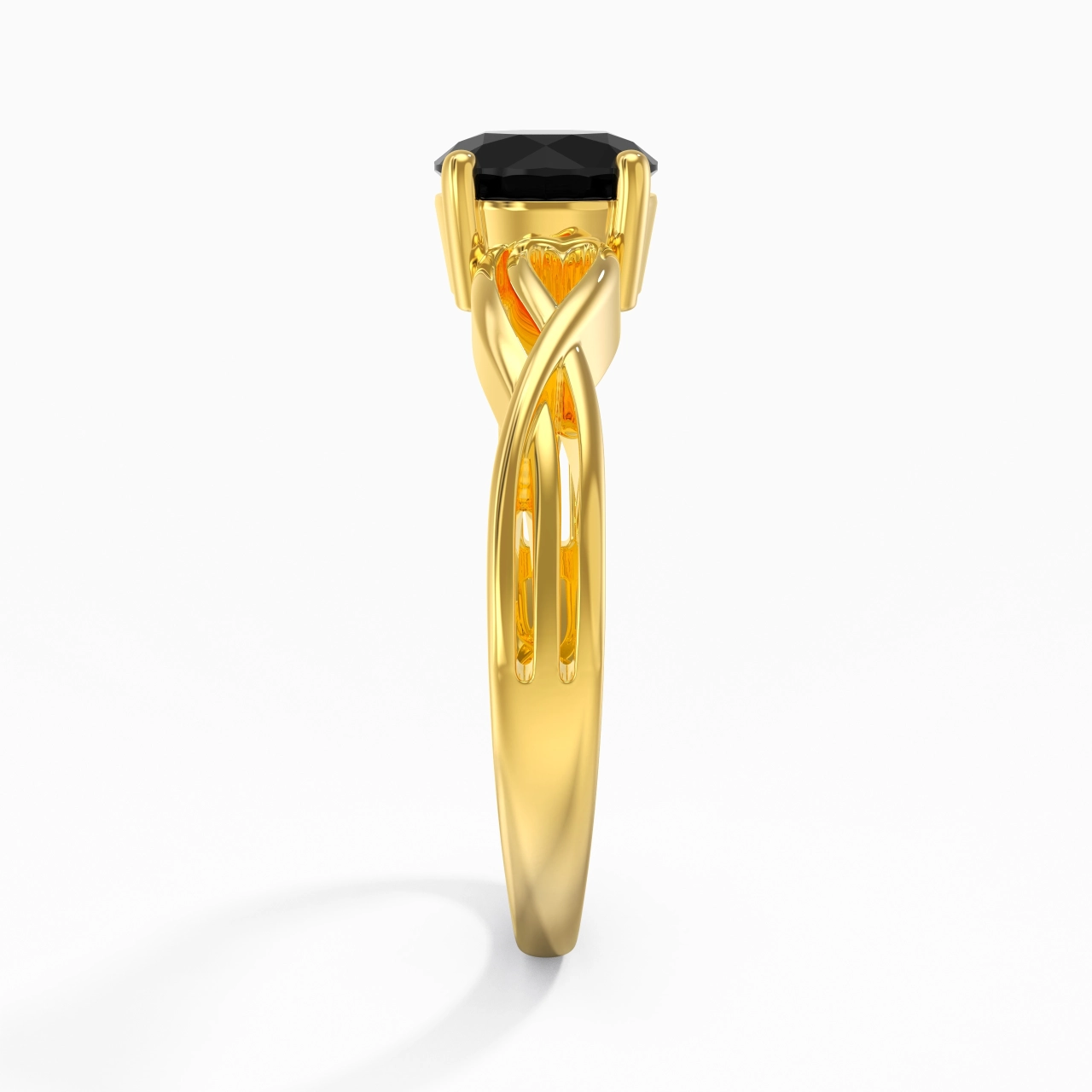 Modern Heart Round Cut Engagement Ring