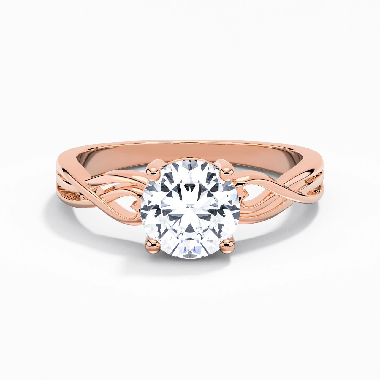 Moderne Cœur Rond Coupé Bague de fiançailles