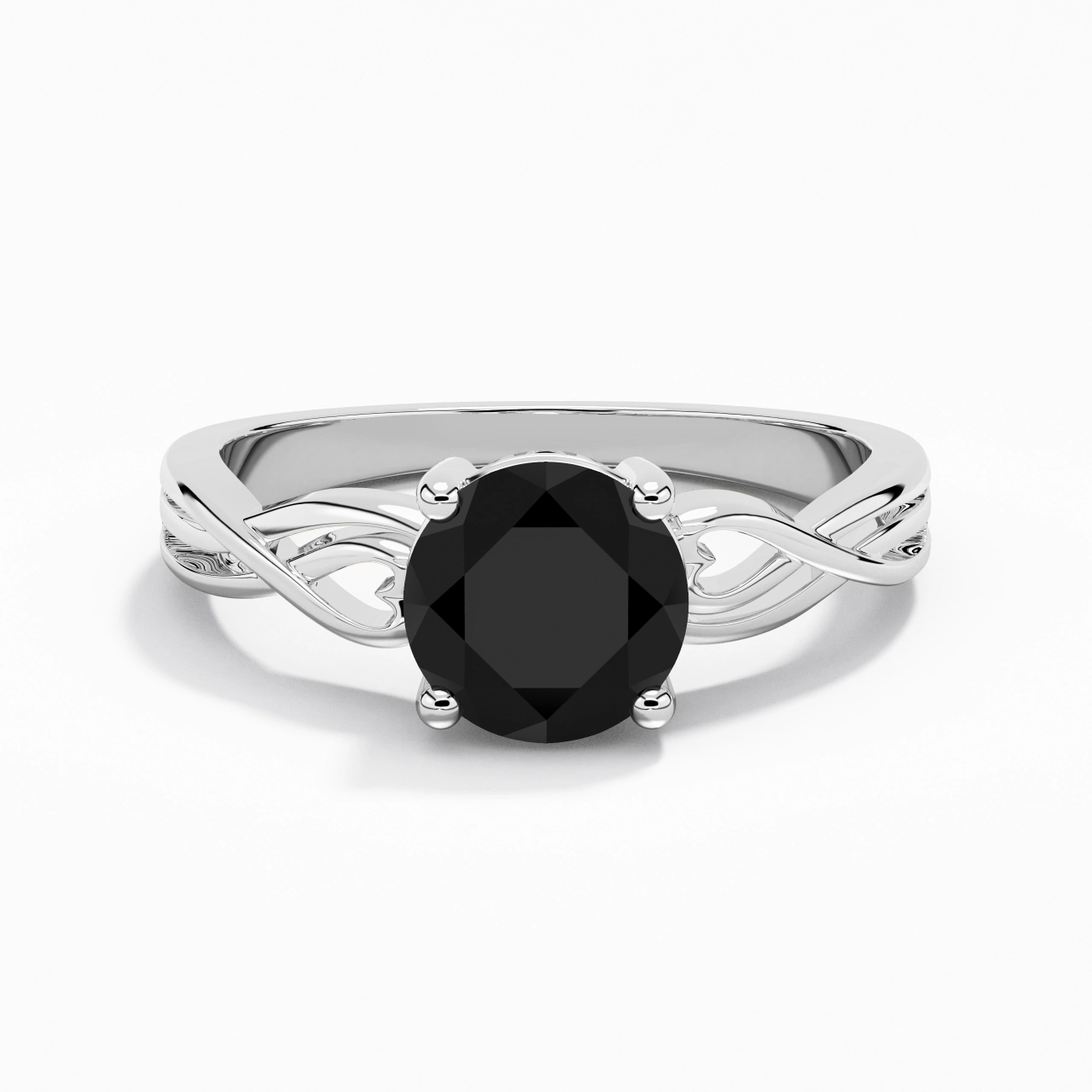 Modern Heart Round Cut Engagement Ring