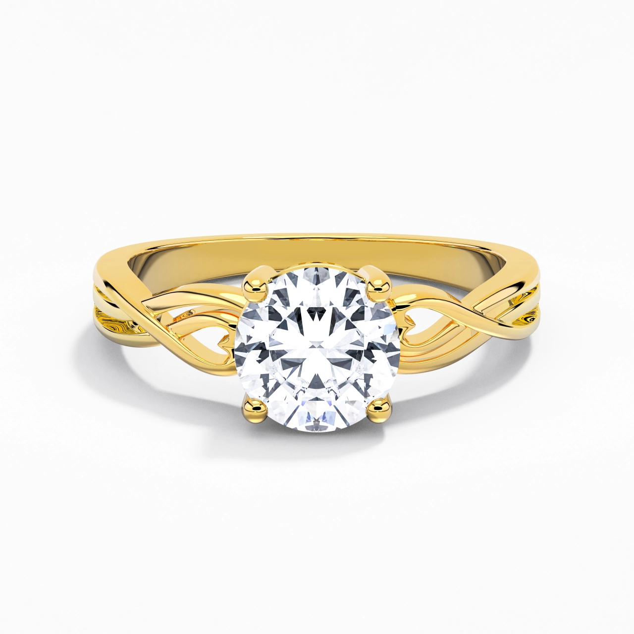 Moderne Cœur Rond Coupé Bague de fiançailles