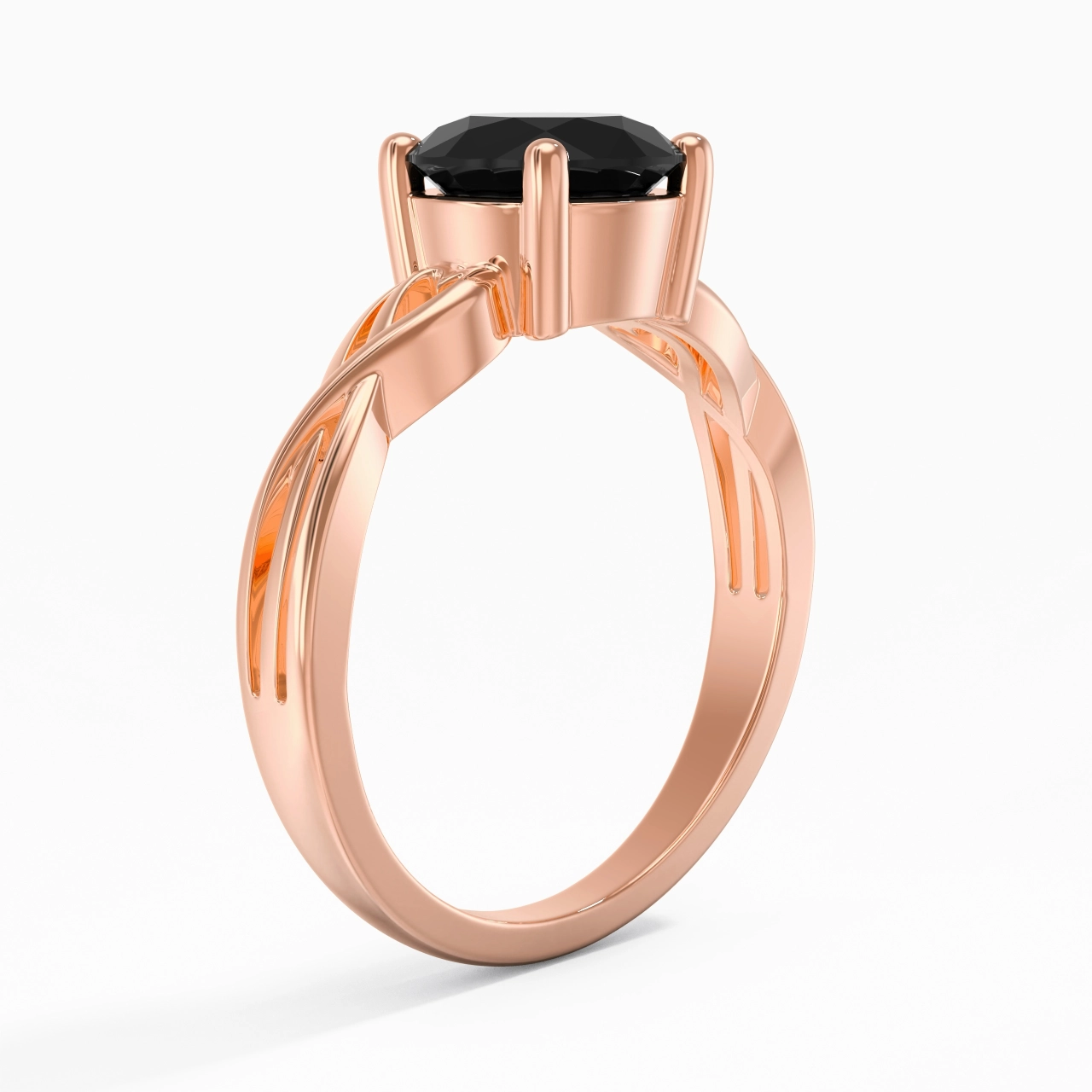 Moderne Cœur Rond Coupé Bague de fiançailles