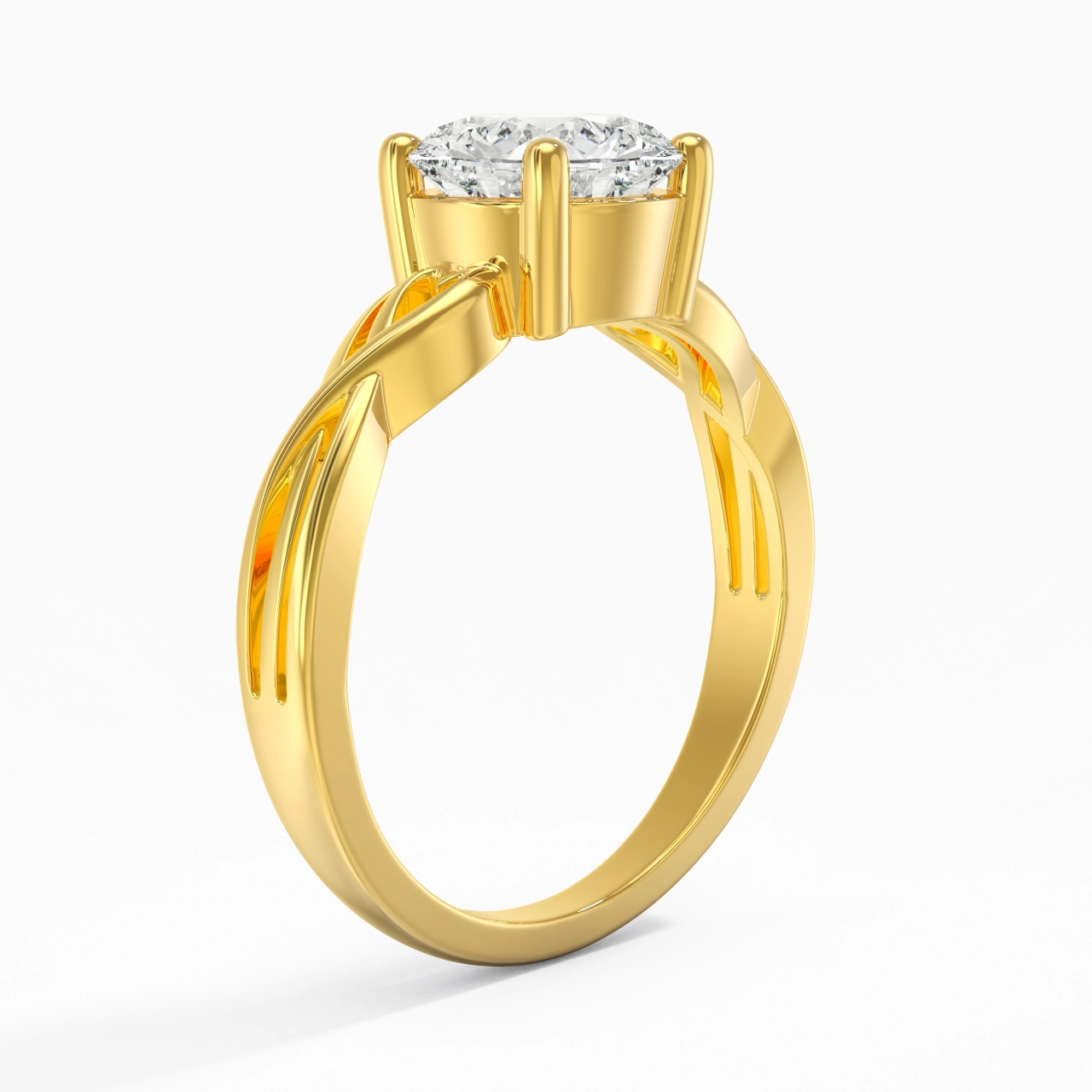Moderne Cœur Rond Coupé Bague de fiançailles