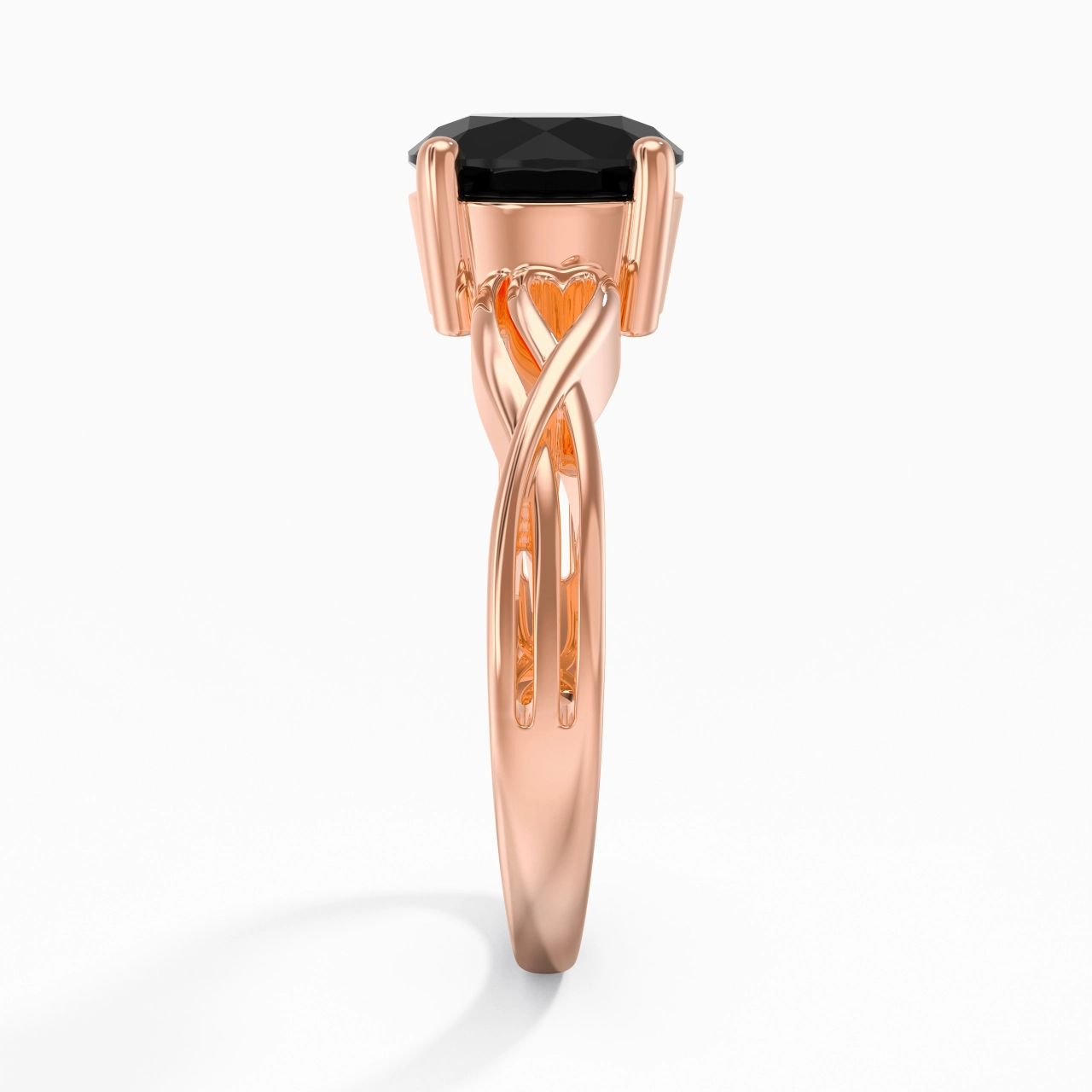 Modern Heart Round Cut Engagement Ring