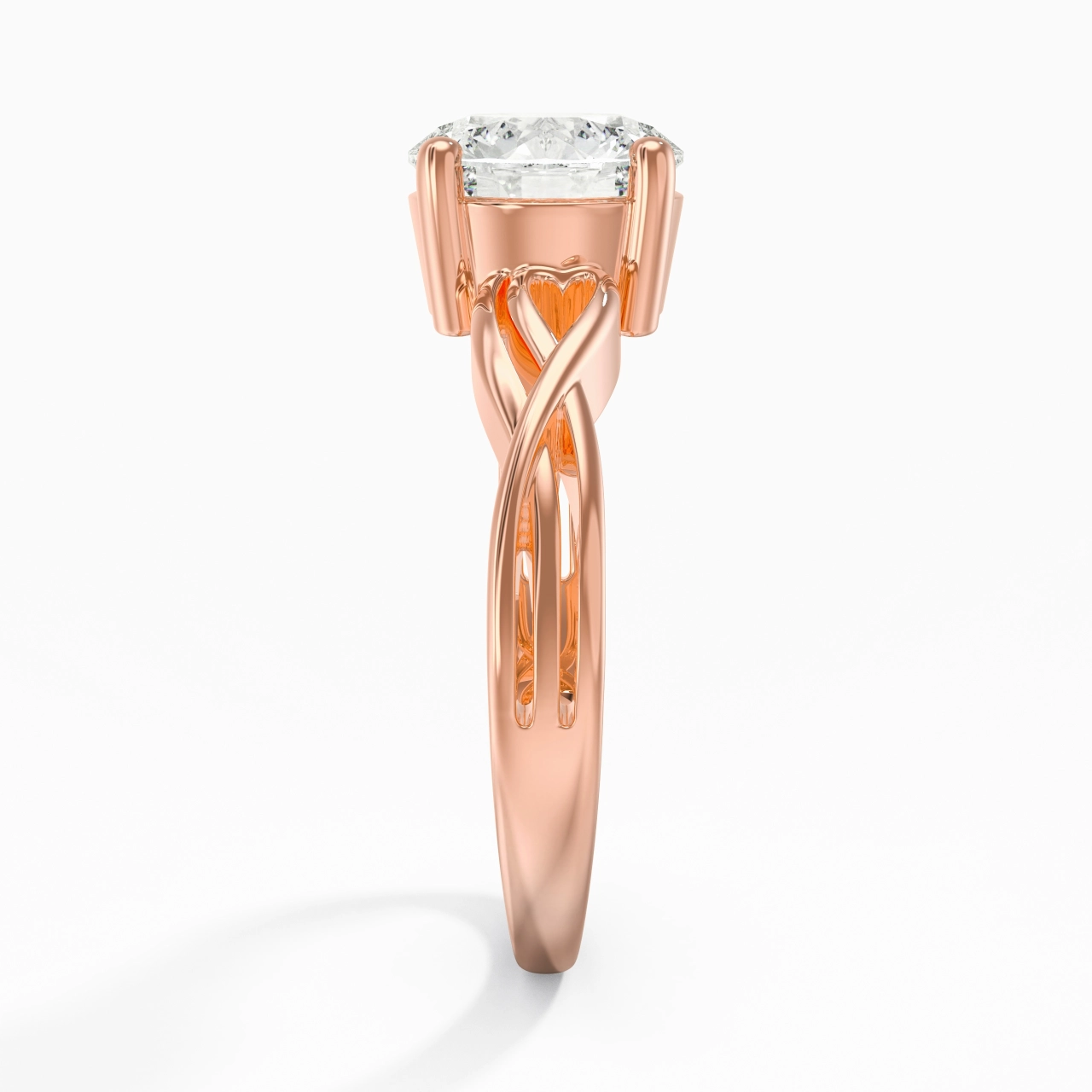 Modern Heart Round Cut Engagement Ring