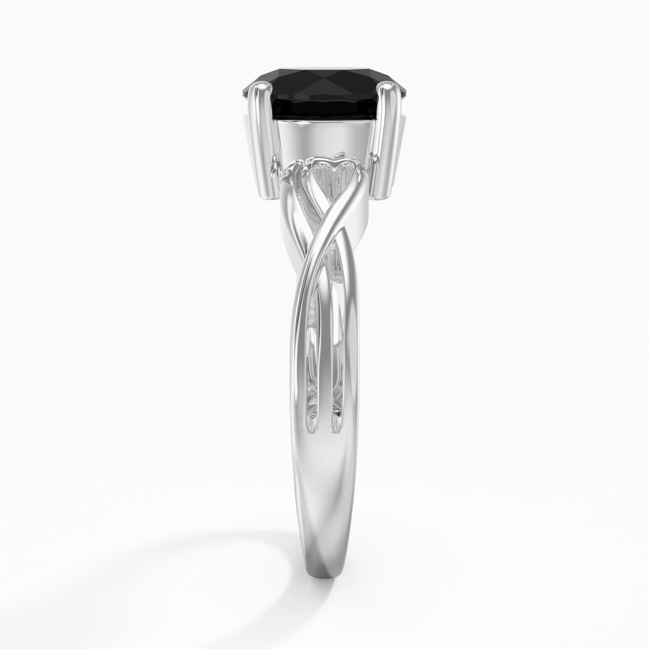 Modern Heart Round Cut Engagement Ring