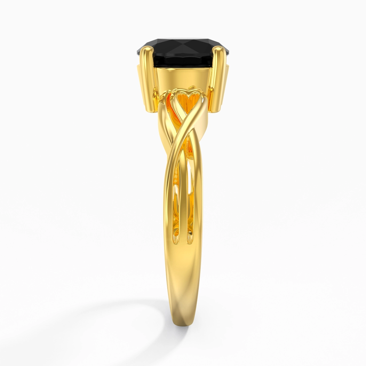 Modern Heart Round Cut Engagement Ring