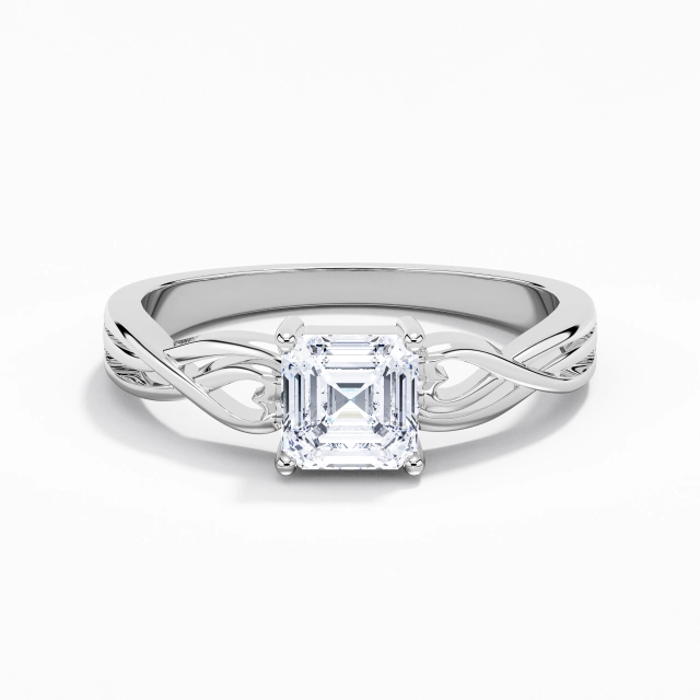 Moissanite Modern Heart Solitaire Engagement Ring Platinum Woven 1.00ct Asscher Cut For Women