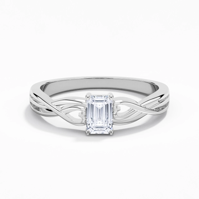 Moissanite Zircon cubique Moderne Cœur Solitaire Bague de fiançailles Argent sterling 925 Tissé 0.80ct Émeraude Coupé Pour Femme