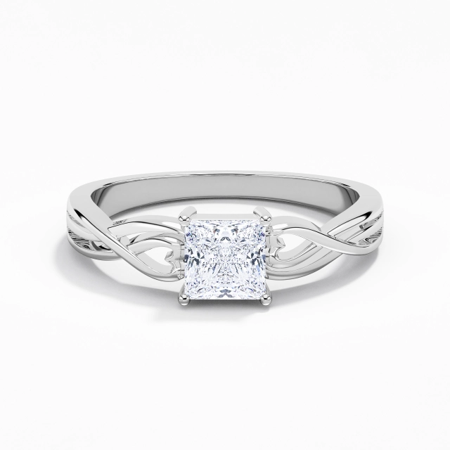 Moissanite Modern Heart Solitaire Engagement Ring Platinum Woven 1.00ct Princess Cut For Women