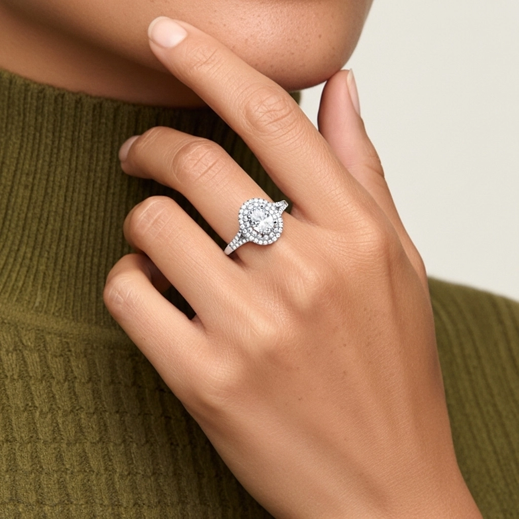 Blanc Moissanite Bague de fiançailles