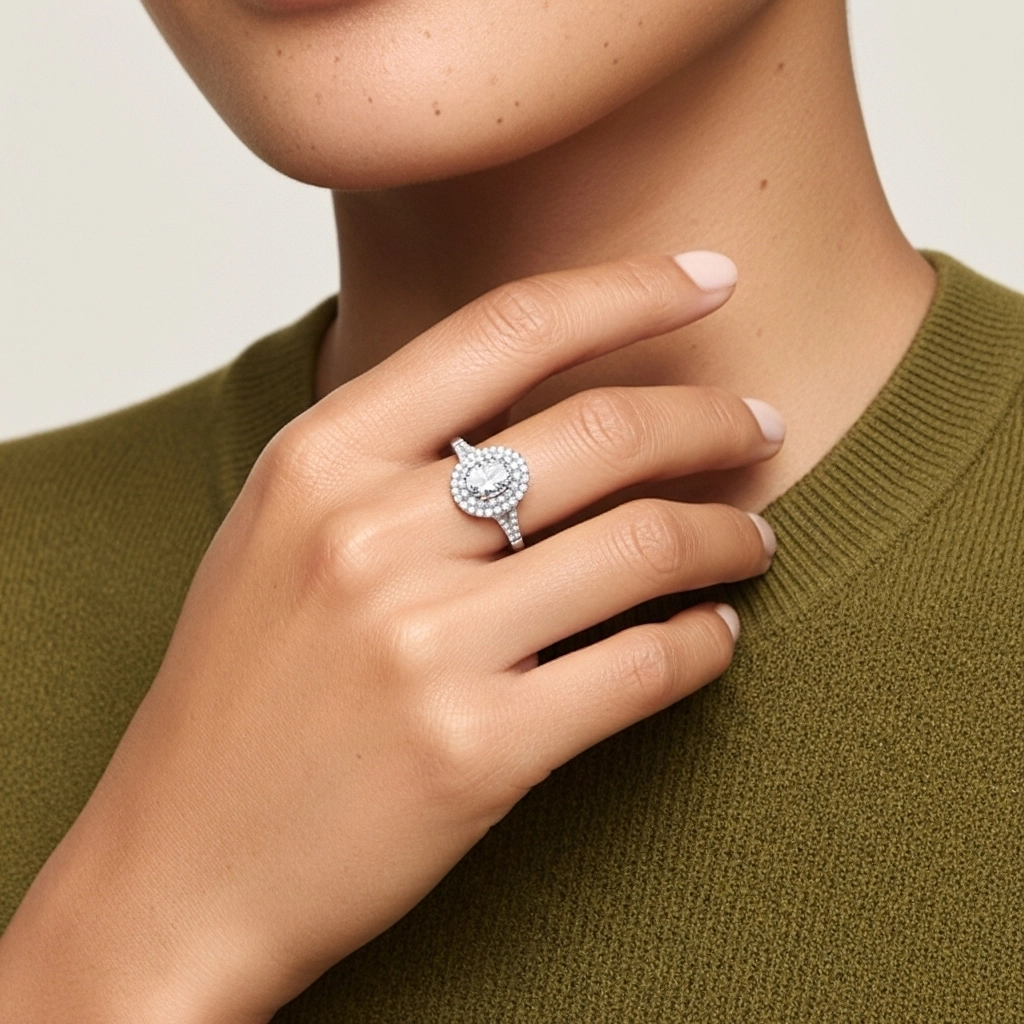 Blanc Moissanite Bague de fiançailles