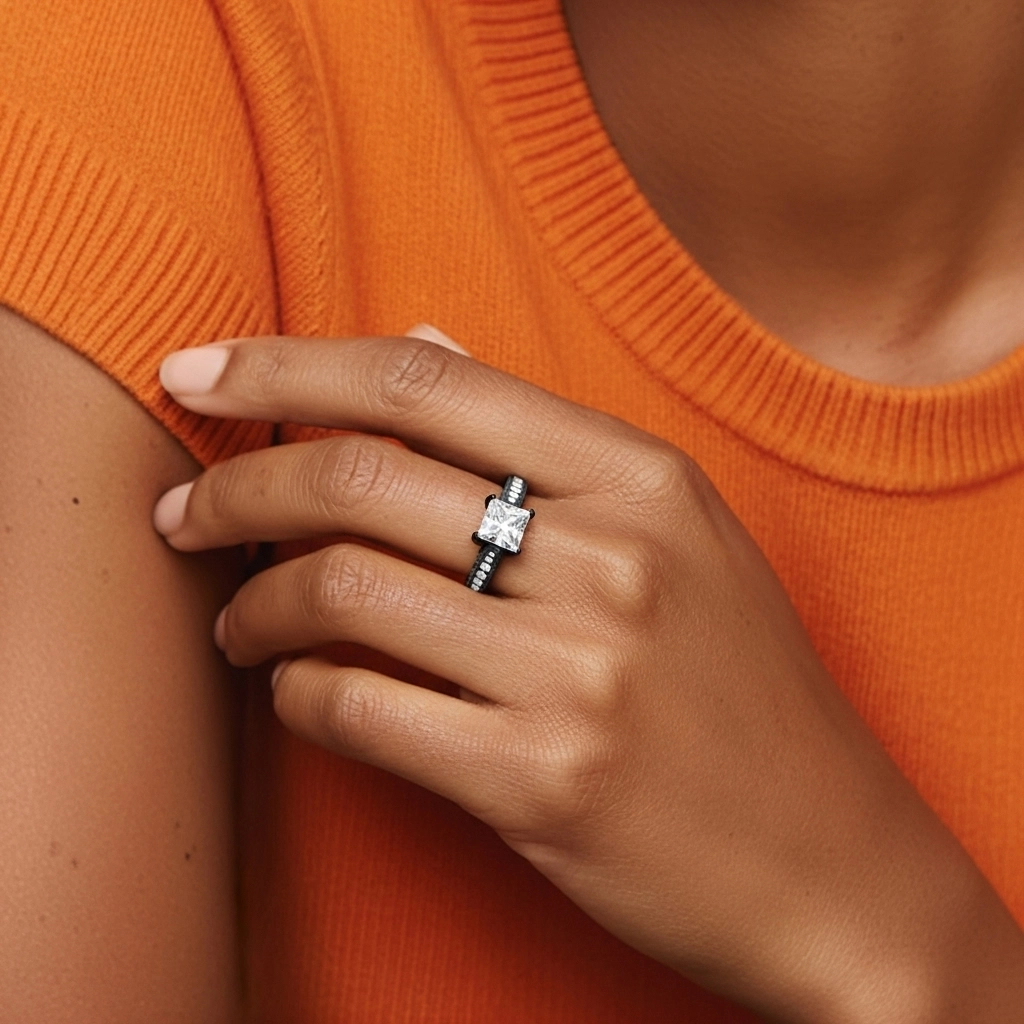 Argent sterling 925 Cathédrale Pavé Conique Inversée Bague de fiançailles