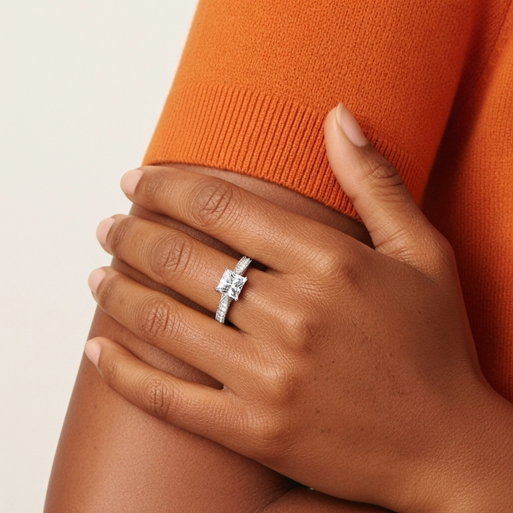 Blanc Moissanite Bague de fiançailles