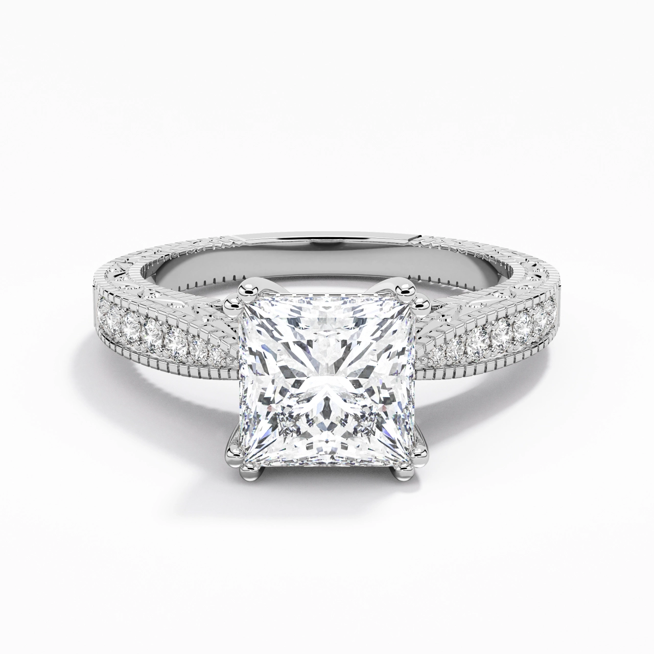 Platinum Moissanite Engagement Ring