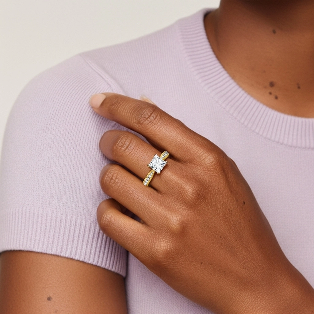 Blanc Moissanite Bague de fiançailles