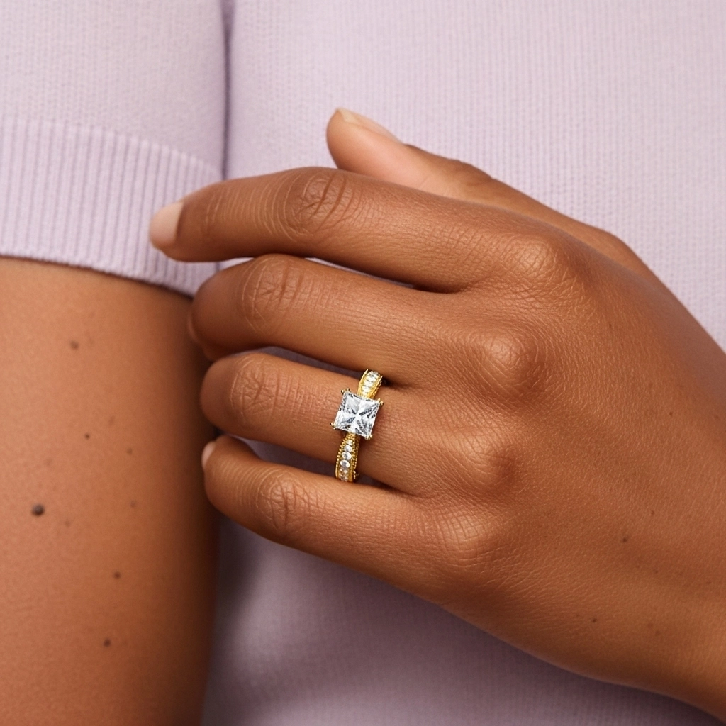 Blanc Moissanite Bague de fiançailles