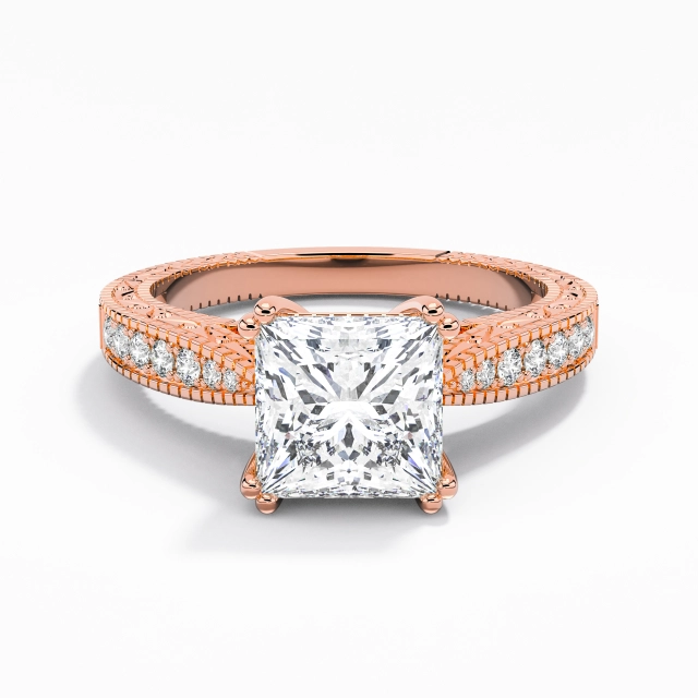 14K Rose Gold Moissanite Engagement Ring