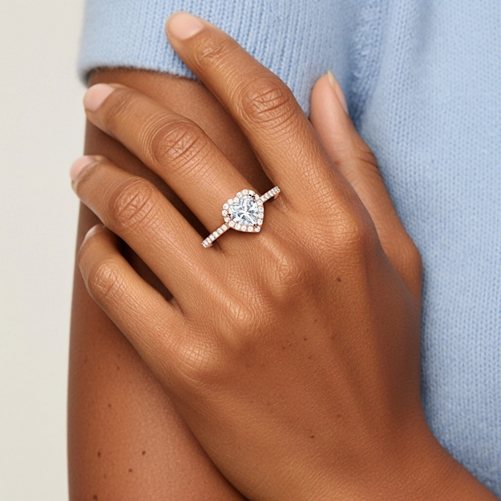 Classique Cœur Coupé Bague de fiançailles