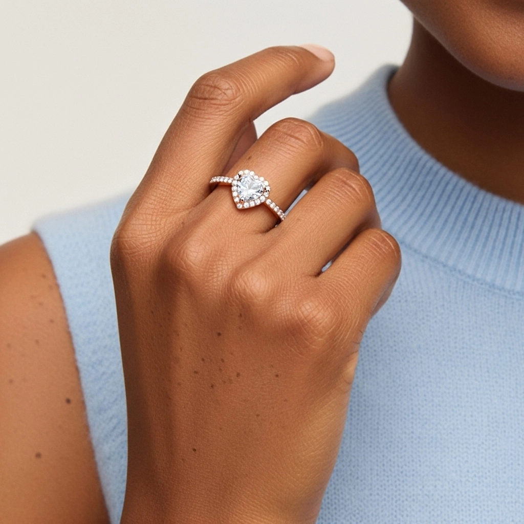 Classique Cœur Coupé Bague de fiançailles