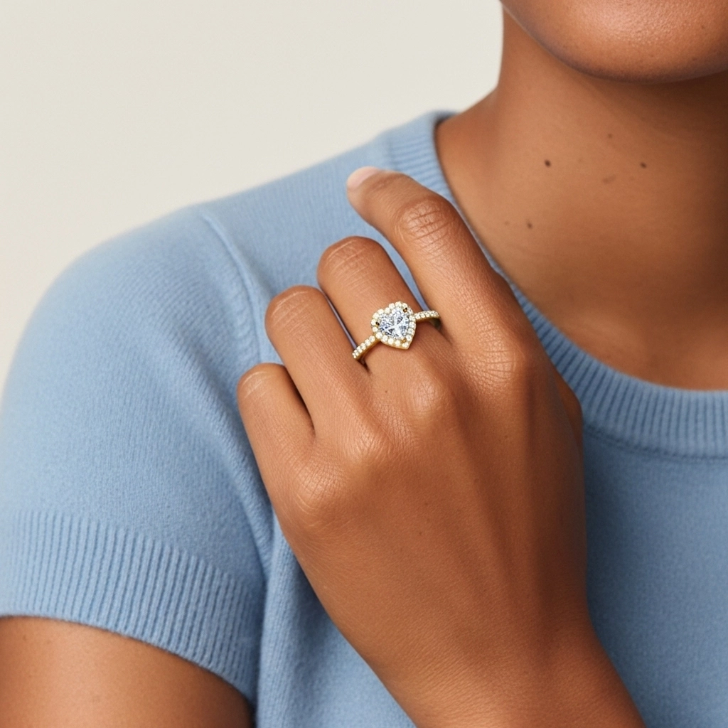 Classique Cœur Coupé Bague de fiançailles