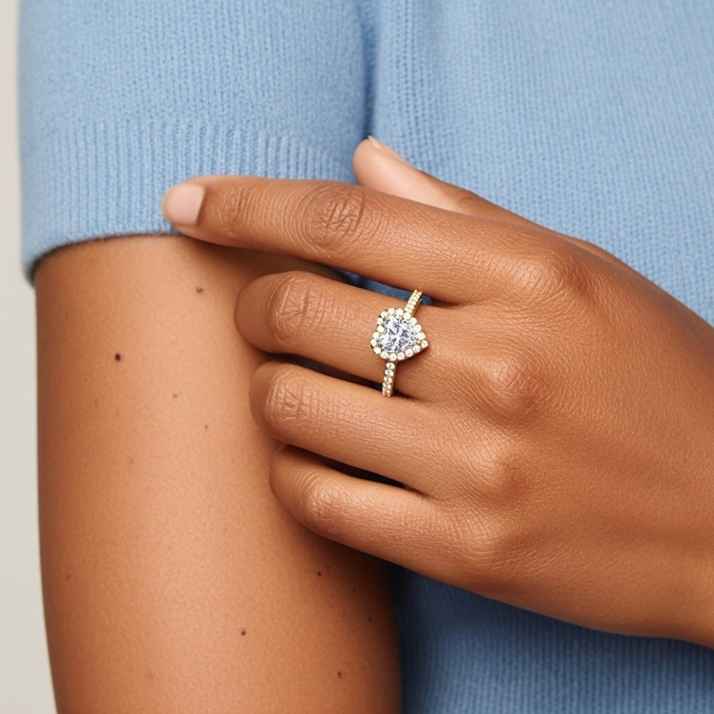 Classique Cœur Coupé Bague de fiançailles