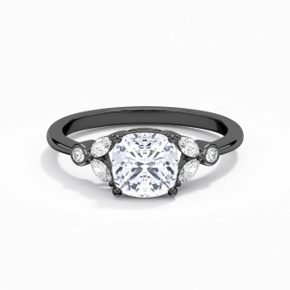 925 Sterling Silver Cluster Flush Tapered Engagement Ring