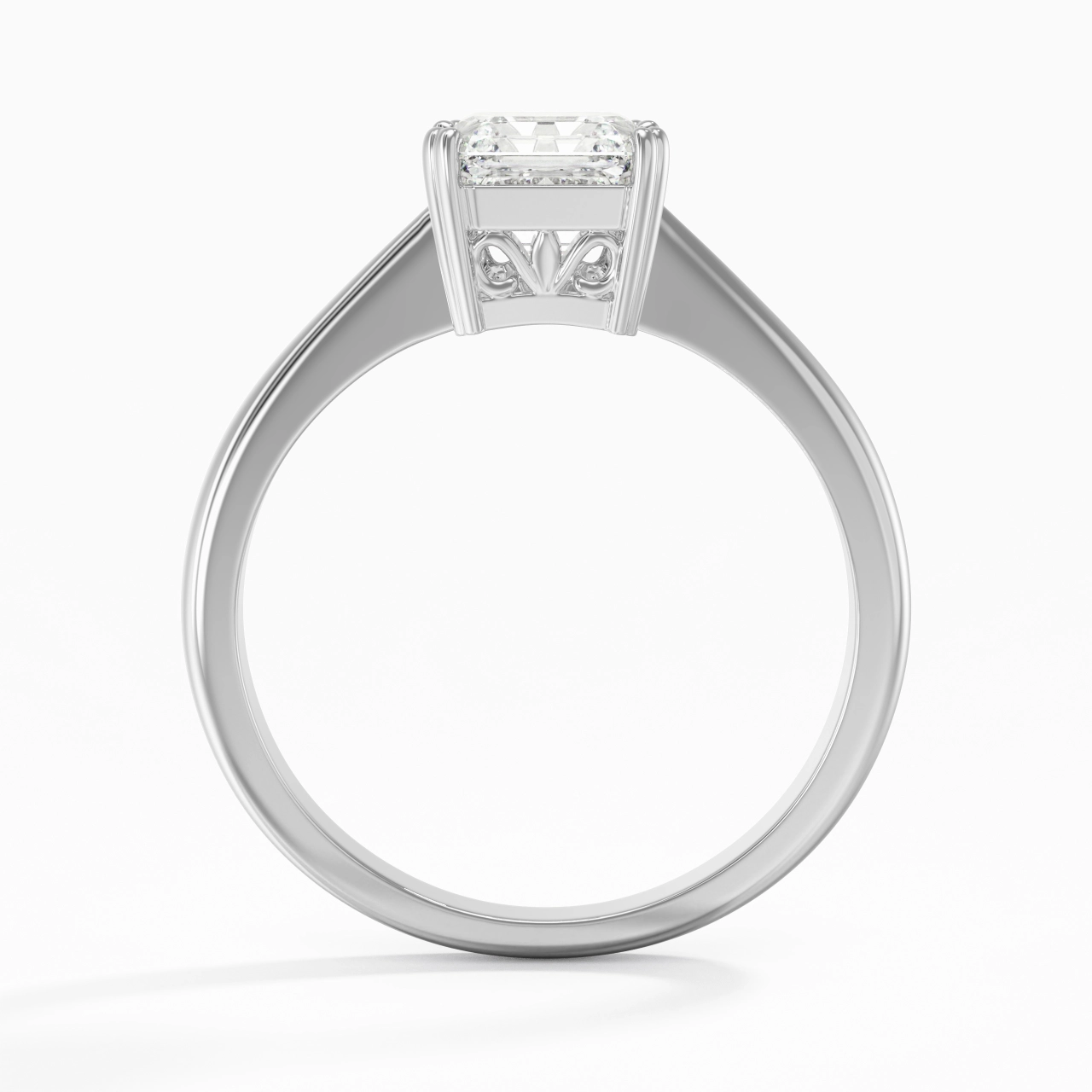 Cutout Scrollwork Solitaire Engagement Ring 1.50ct Moissanite