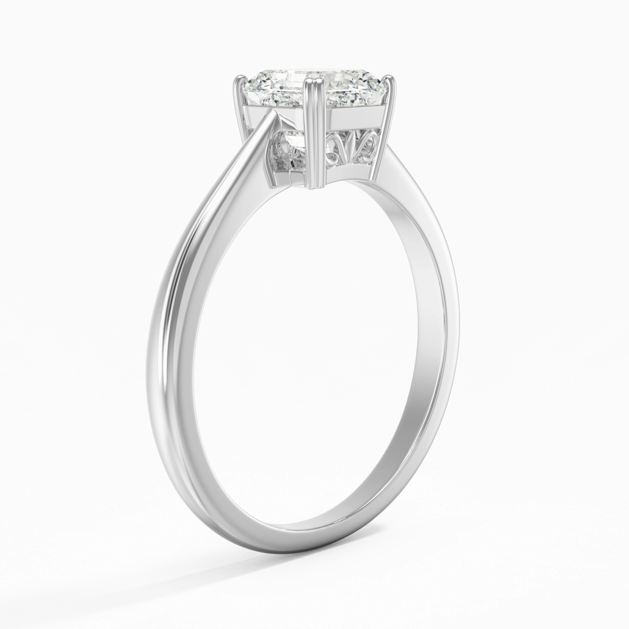 Cutout Scrollwork Solitaire Engagement Ring 1.00ct Moissanite