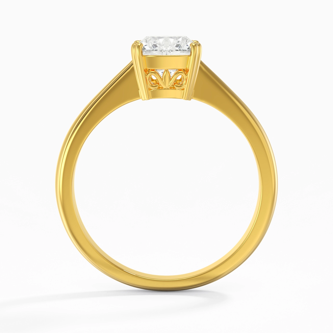 Cutout Scrollwork Solitaire Engagement Ring 1.50ct Moissanite