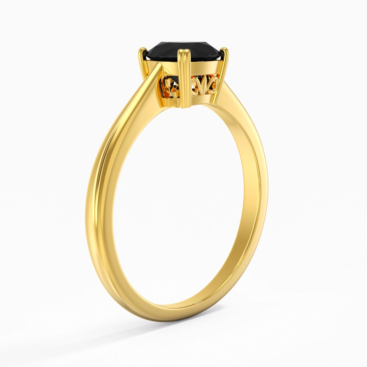 Cutout Scrollwork Solitaire Engagement Ring 1.00ct Moissanite Cubic Zirconia