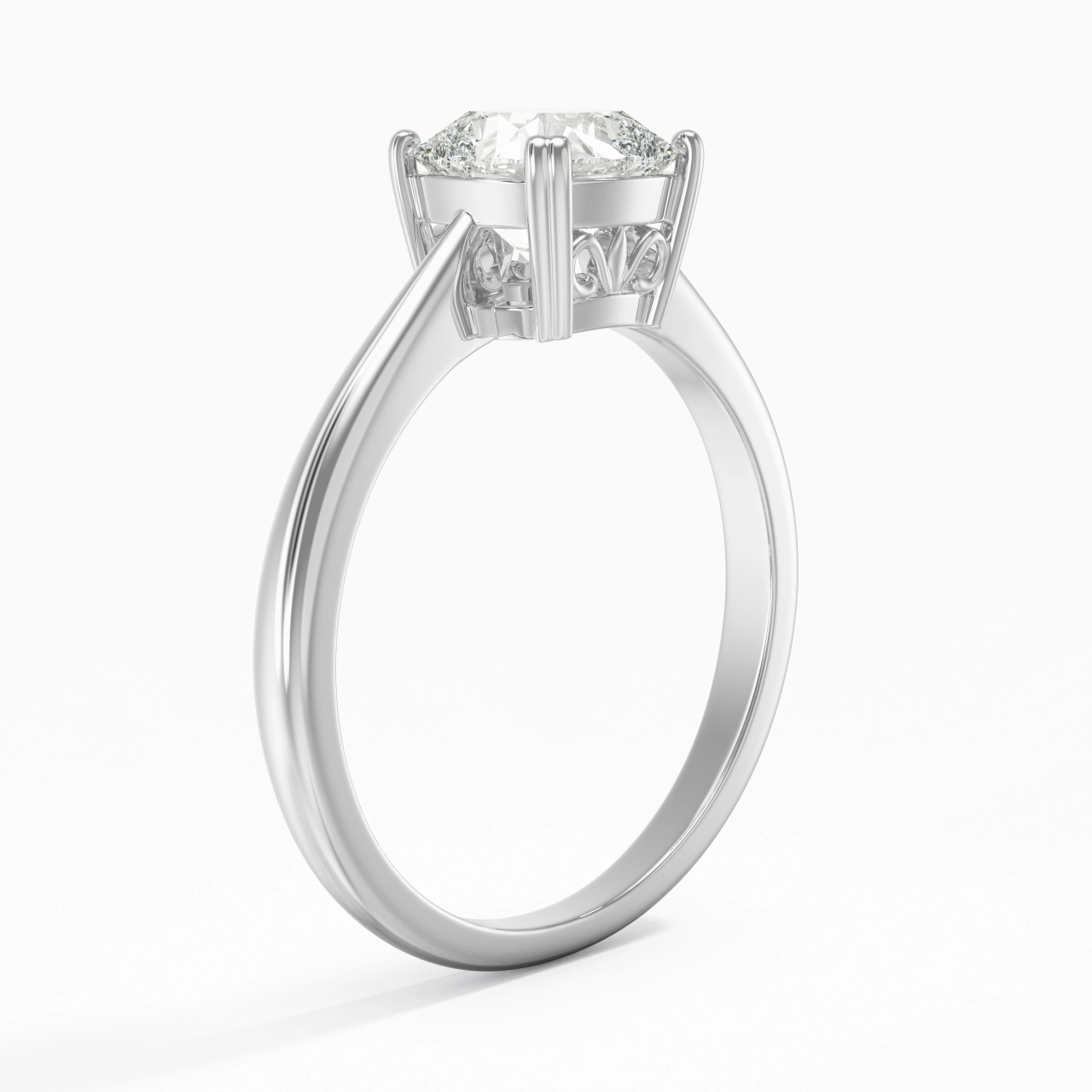 Cutout Scrollwork Solitaire Engagement Ring 2.00ct Moissanite