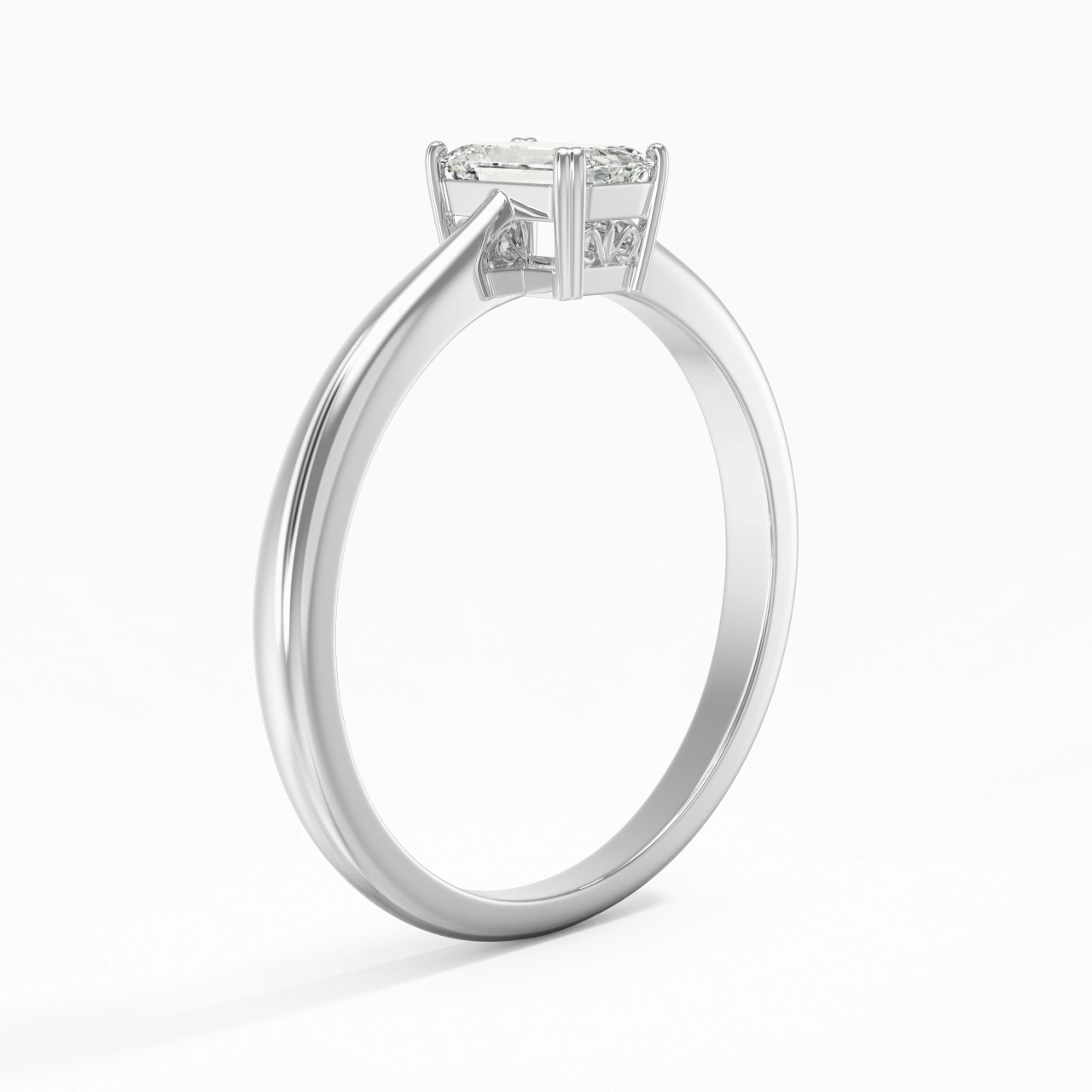 Découper Volutes Solitaire Bague de fiançailles 0.80ct Moissanite