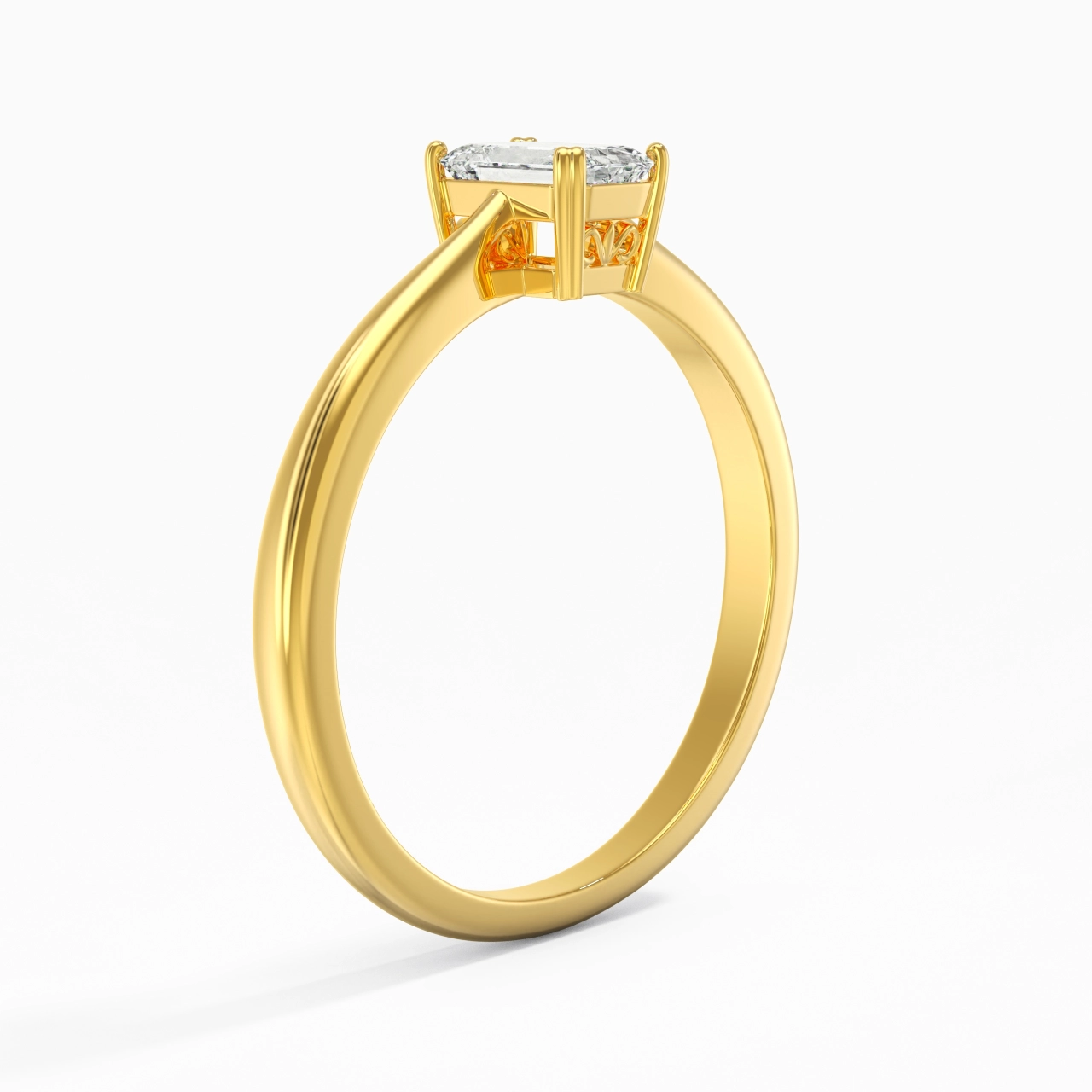 Cutout Scrollwork Solitaire Engagement Ring 0.80ct Moissanite