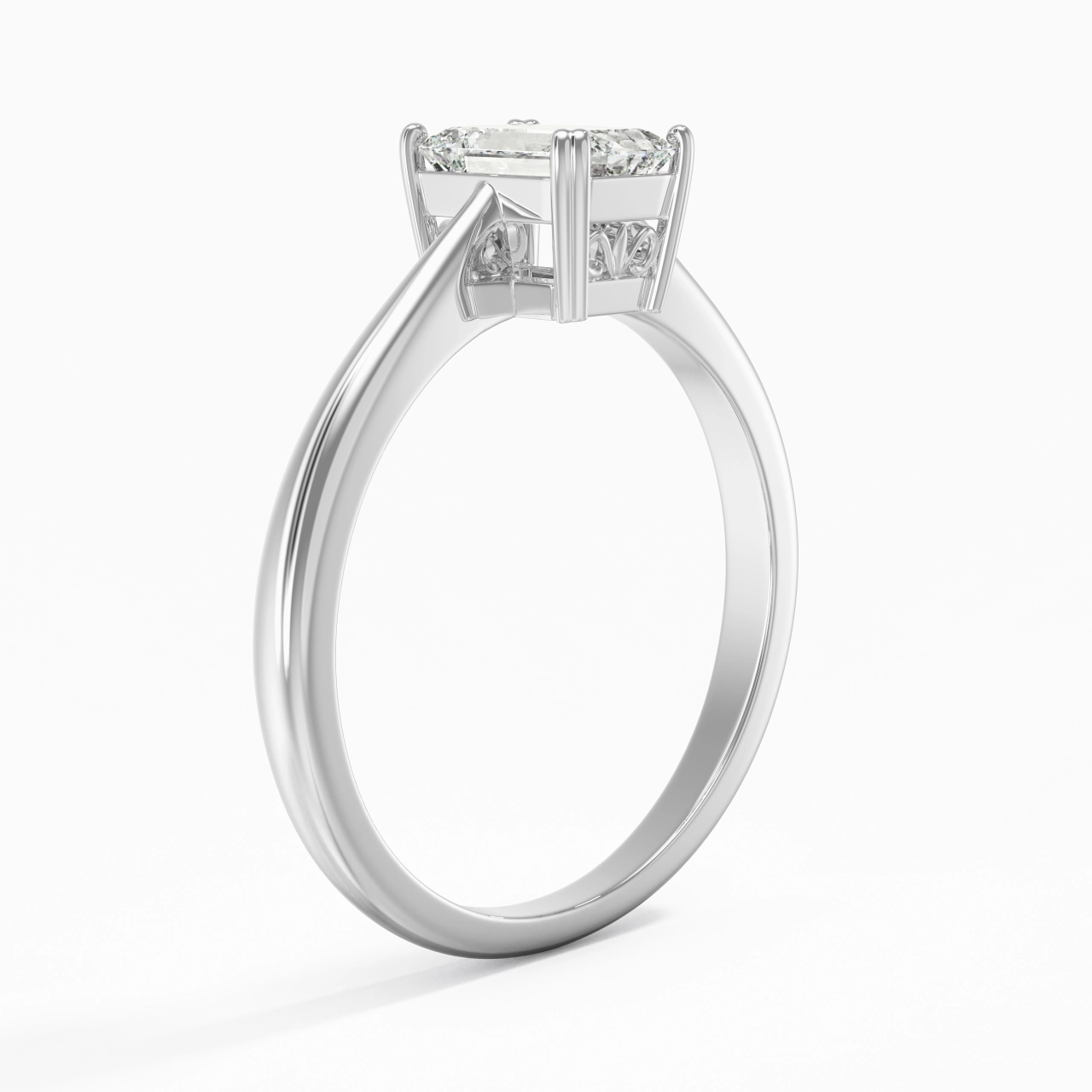 Cutout Scrollwork Solitaire Engagement Ring 1.00ct Moissanite