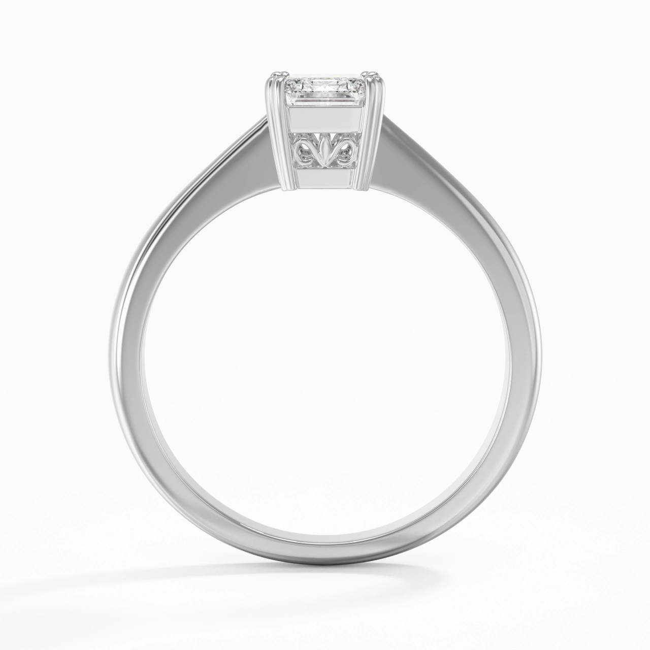 Cutout Scrollwork Solitaire Engagement Ring 1.00ct Moissanite