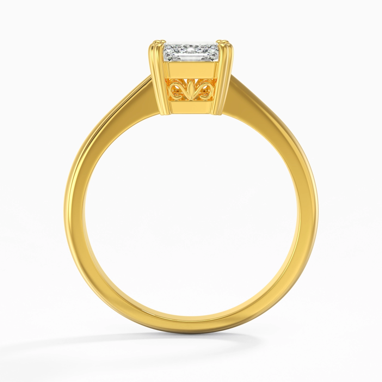 Cutout Scrollwork Solitaire Engagement Ring 2.00ct Moissanite