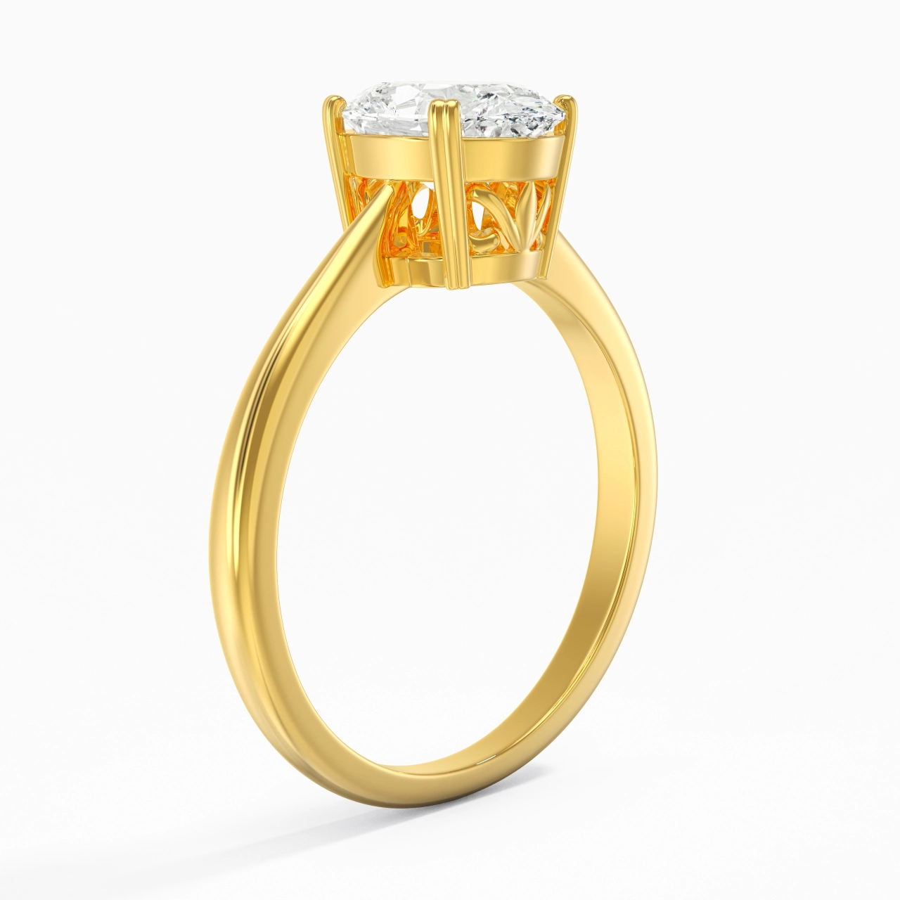 Cutout Scrollwork Solitaire Engagement Ring 2.00ct Moissanite