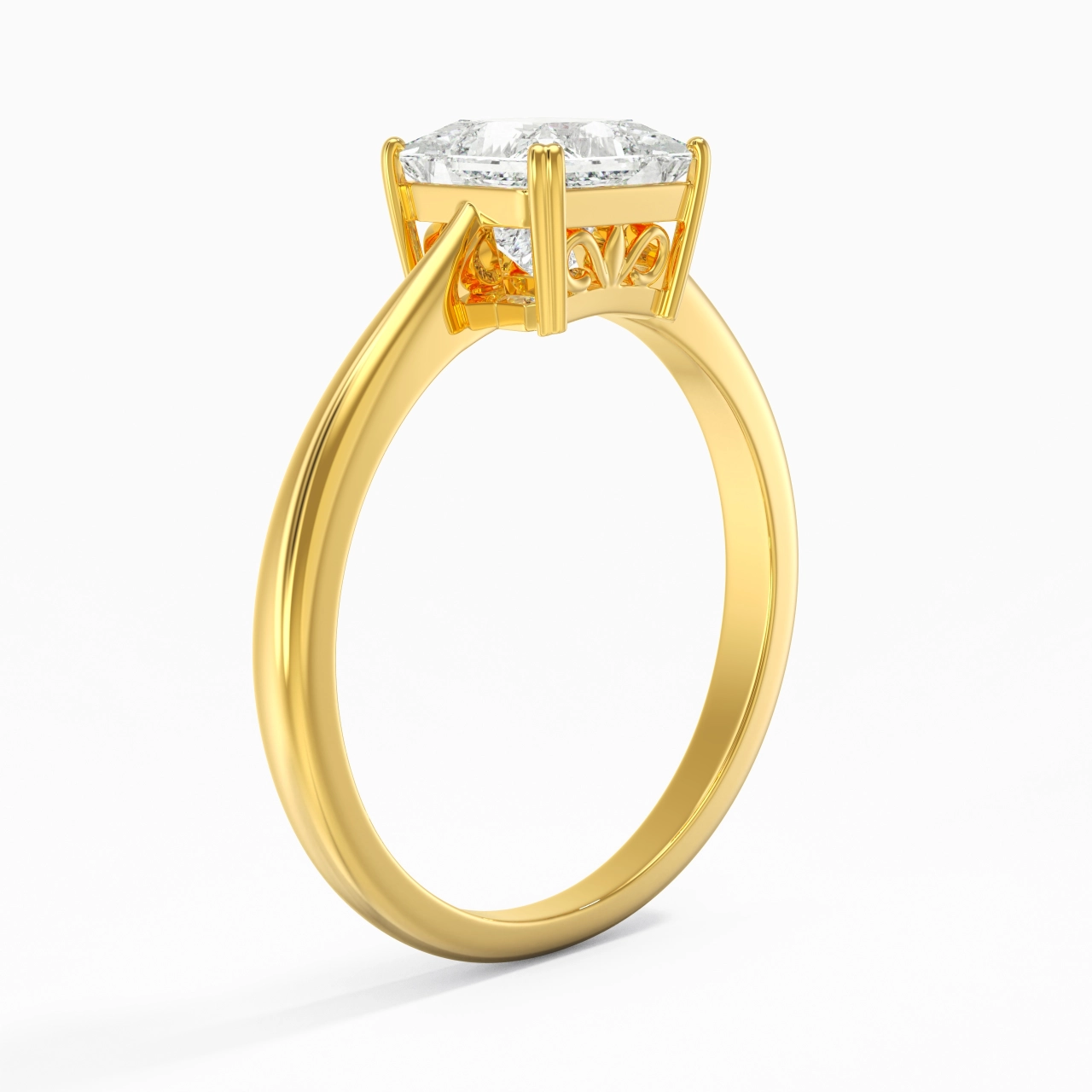 Cutout Scrollwork Solitaire Engagement Ring 1.50ct Moissanite