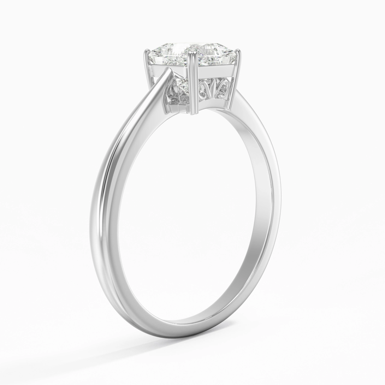 Cutout Scrollwork Solitaire Engagement Ring 1.00ct Moissanite