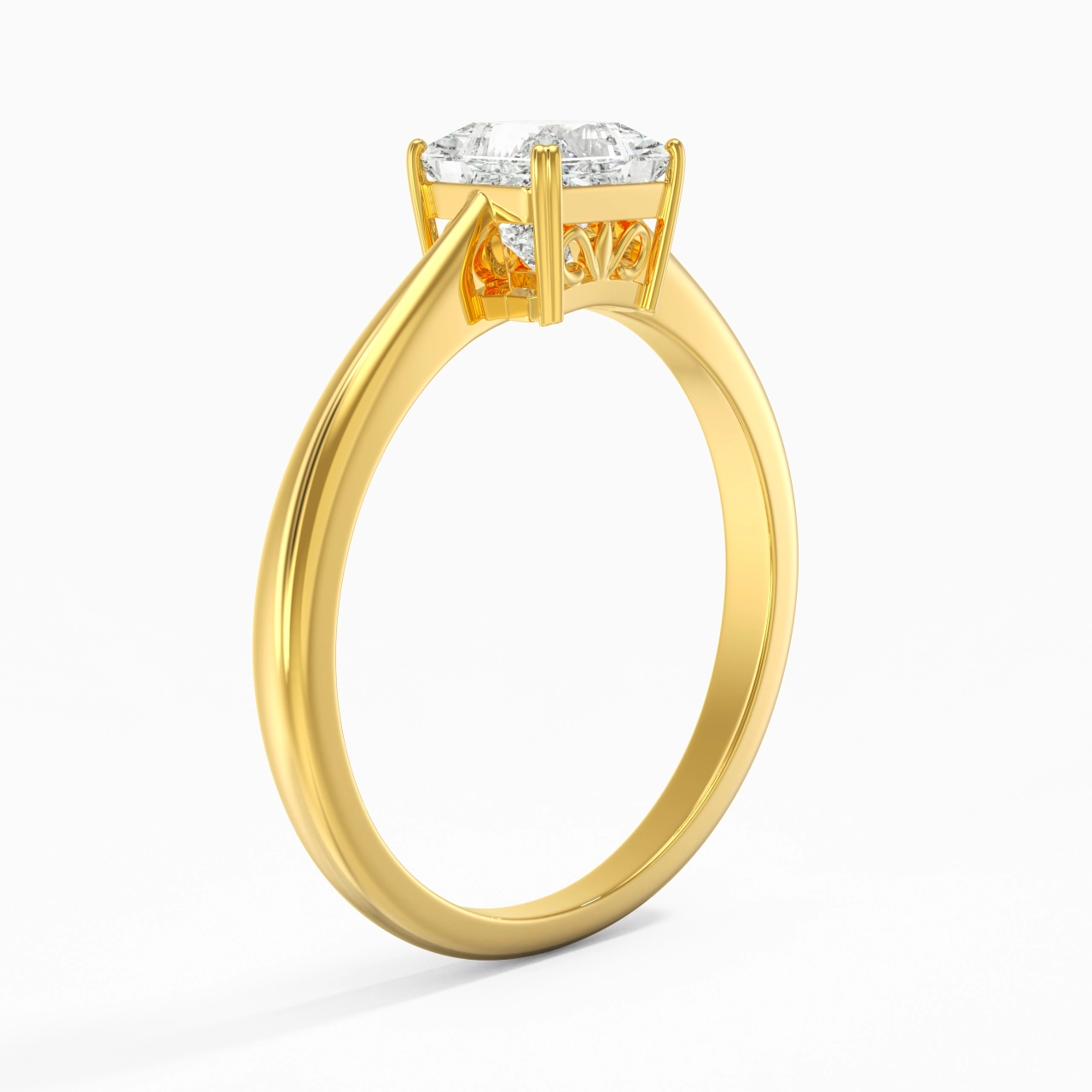 Cutout Scrollwork Solitaire Engagement Ring 1.00ct Moissanite