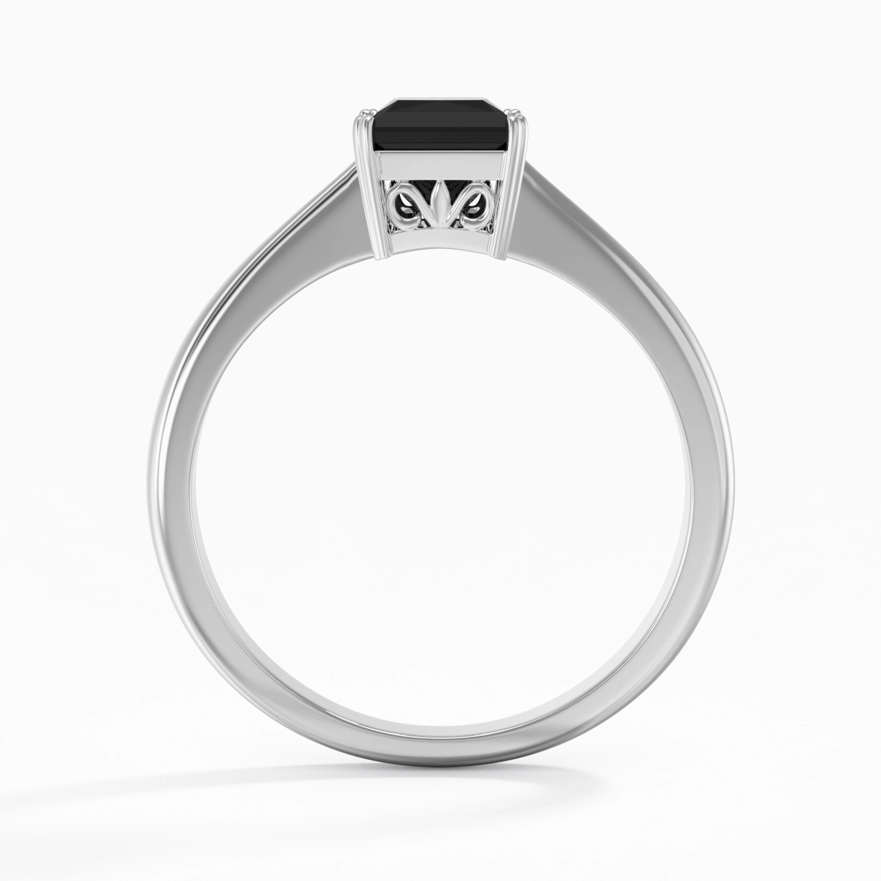 Cutout Scrollwork Solitaire Engagement Ring 1.00ct Moissanite Cubic Zirconia