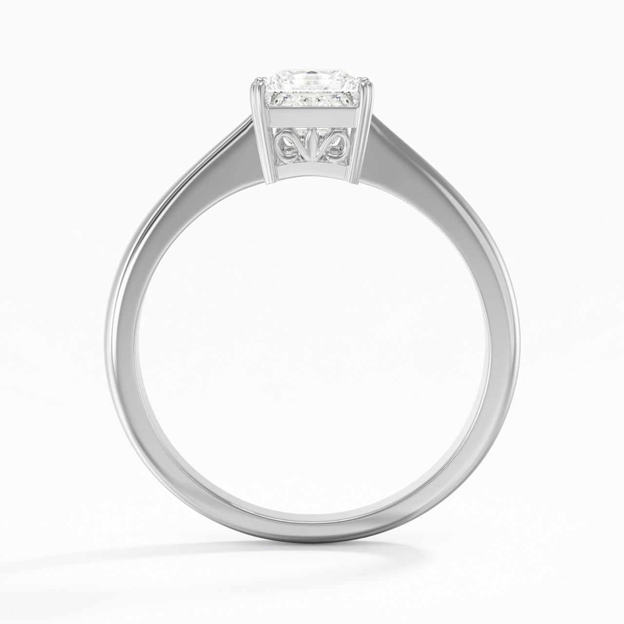 Cutout Scrollwork Solitaire Engagement Ring 1.00ct Moissanite