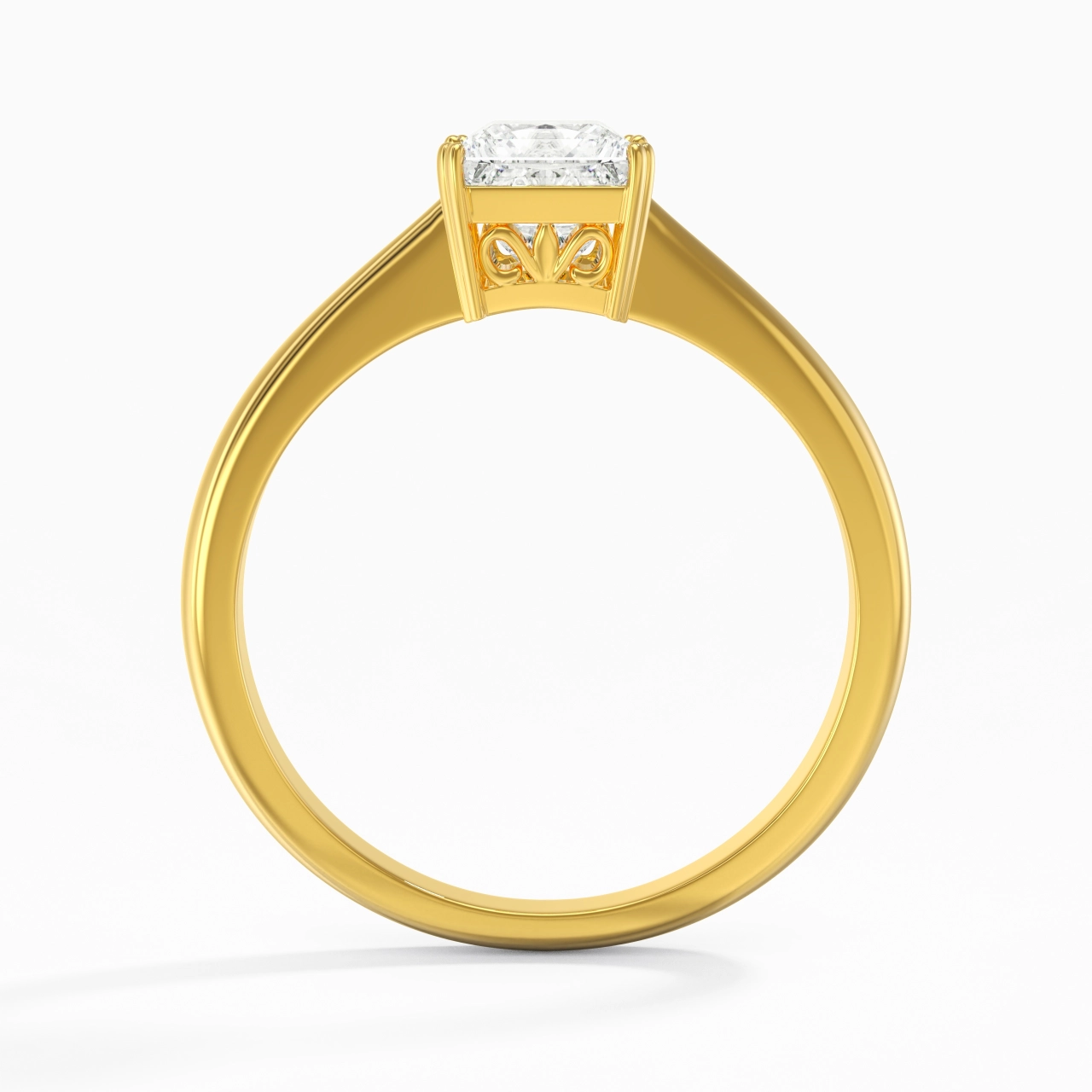 Cutout Scrollwork Solitaire Engagement Ring 1.00ct Moissanite