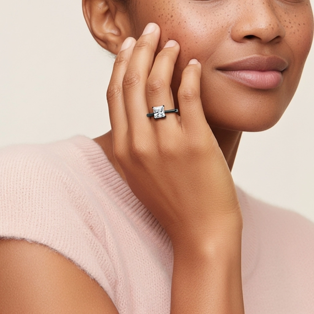 925 Sterling Silver Solitaire Reverse Tapered Engagement Ring