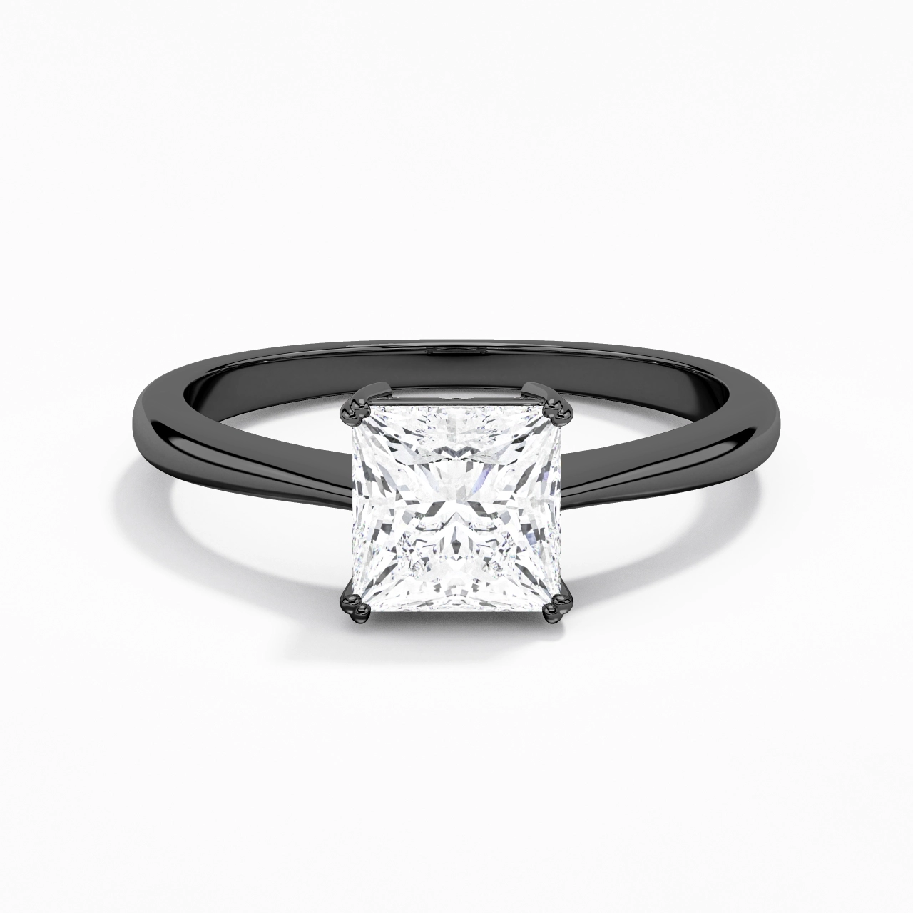 925 Sterling Silver Solitaire Reverse Tapered Engagement Ring