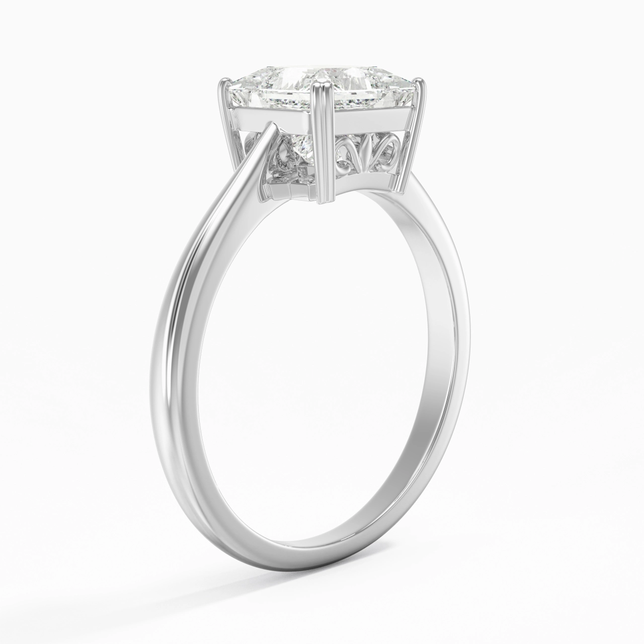 Cutout Scrollwork Solitaire Engagement Ring 2.00ct Moissanite