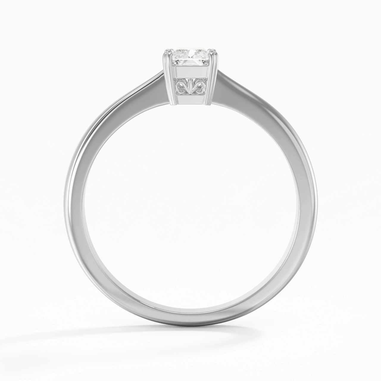 Cutout Scrollwork Solitaire Engagement Ring 0.80ct Moissanite