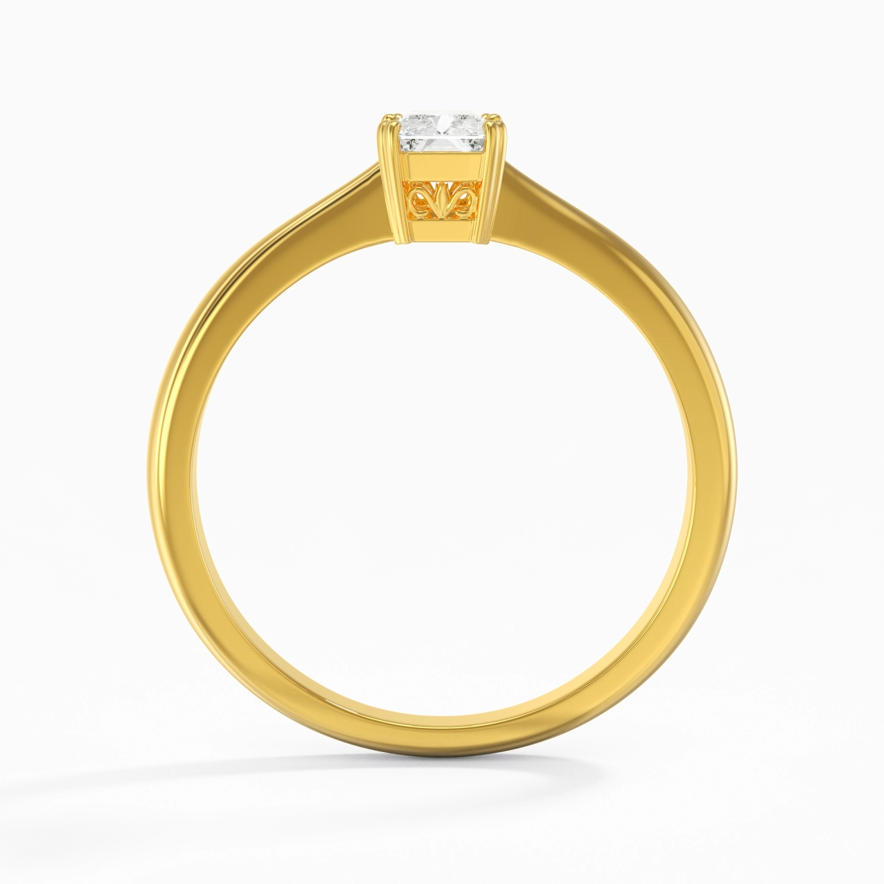 Cutout Scrollwork Solitaire Engagement Ring 0.80ct Moissanite